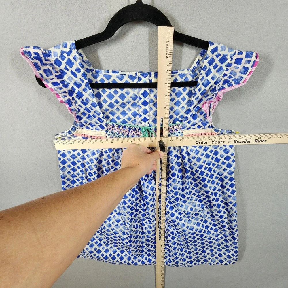 Matilda Jane Shirt Womens Medium‎ Smocked Sleeveless Ruffle Boho Tassel